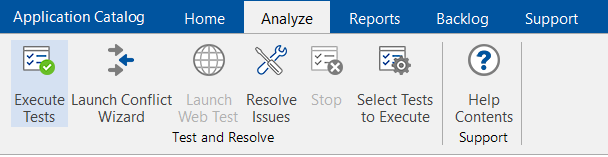 Analyze Tab of Application Manager Ribbon