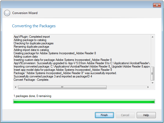 Conversion Wizard / Converting the Packages